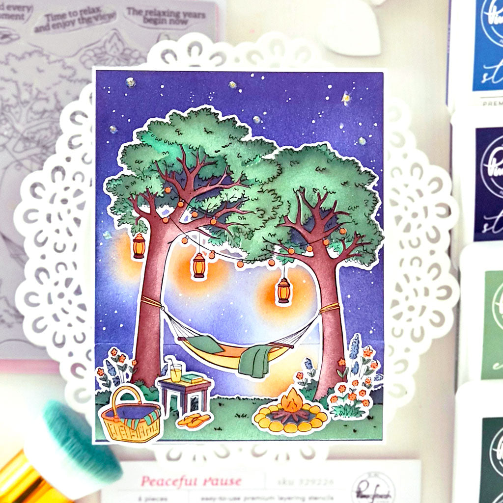 Pinkfresh Studio Peaceful Pause Die 329126 Anett Hammock Card
