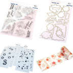 Pinkfresh Studio Peony Glow Stamps Dies Stencils And Washi Bundle