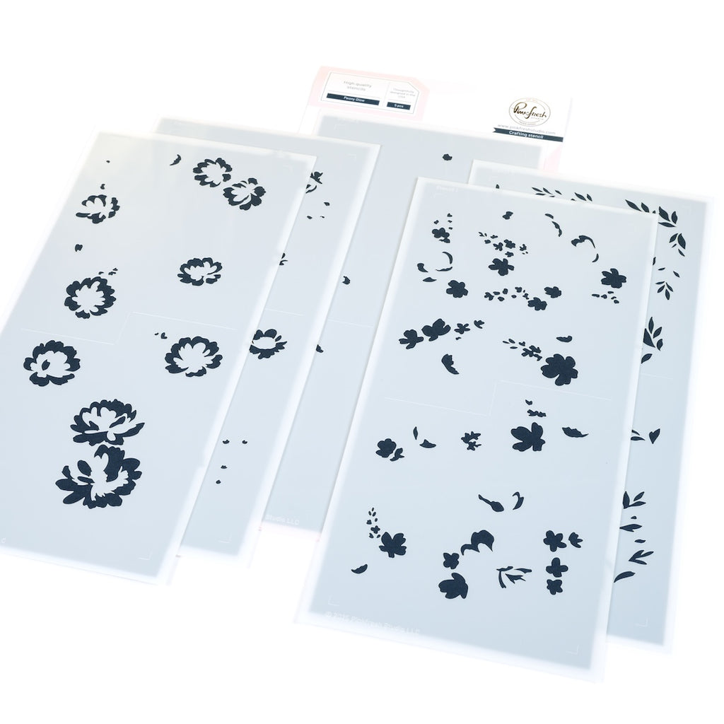 Pinkfresh Studio Peony Glow Stamps Dies Stencils And Washi Bundle 299225