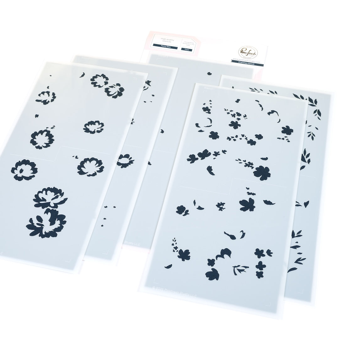 Pinkfresh Studio Peony Glow Stencils 299225