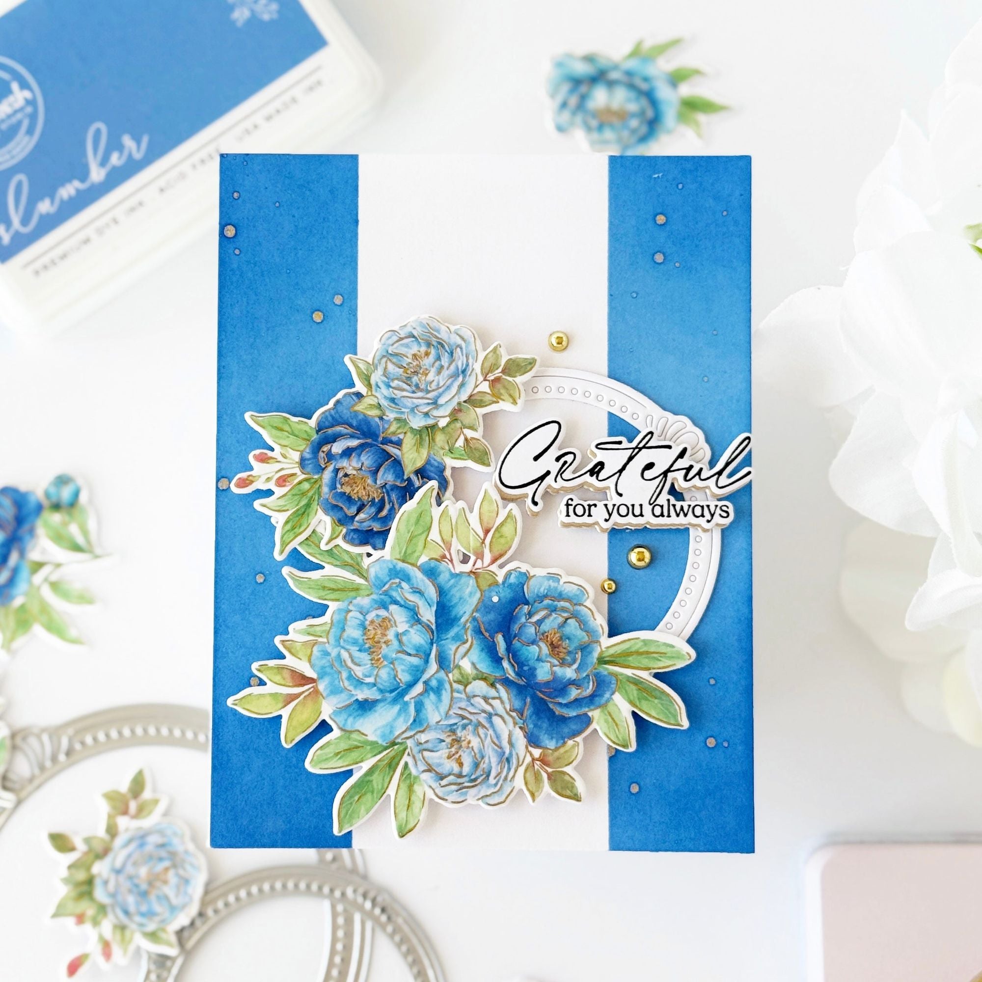 Pinkfresh Studio Peony Perfection Dies 270525 Grateful For You Always Card