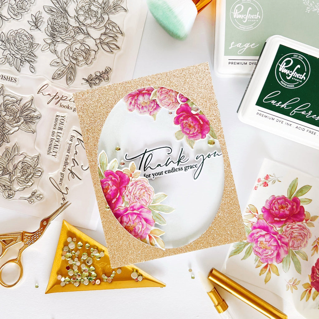 Pinkfresh Studio Peony Perfection Pink Washi Tape 270725 Thank You For Your Endless Grace Card