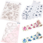Pinkfresh Studio Peony Perfection Stamps Dies Stencils And Washi Tape Bundle