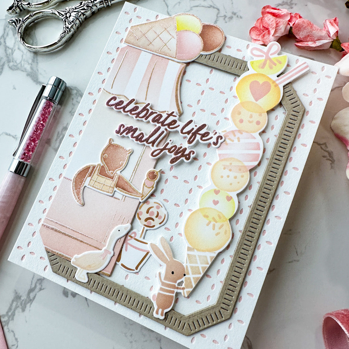 Pinkfresh Studio Petal Grid Press Plate 280125 Celebration Card | color-code:ALT01