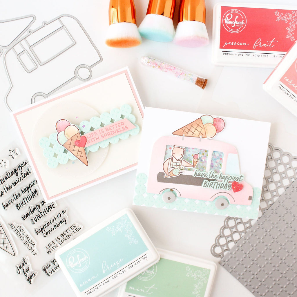 Pinkfresh Studio Petal Grid Press Plate 280125 Ice Cream Cards