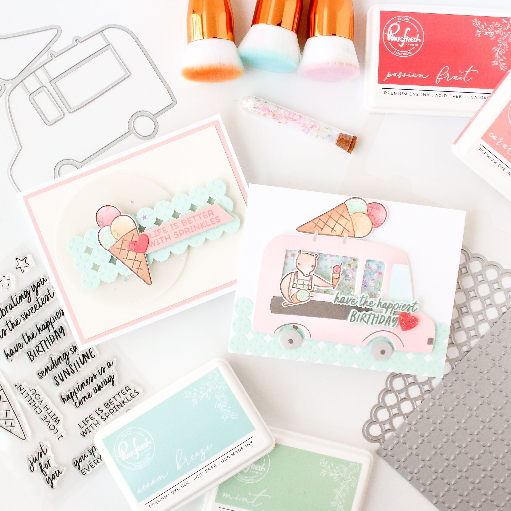 Pinkfresh Studio Petal Grid Press Plate 280125 Ice Cream Cards