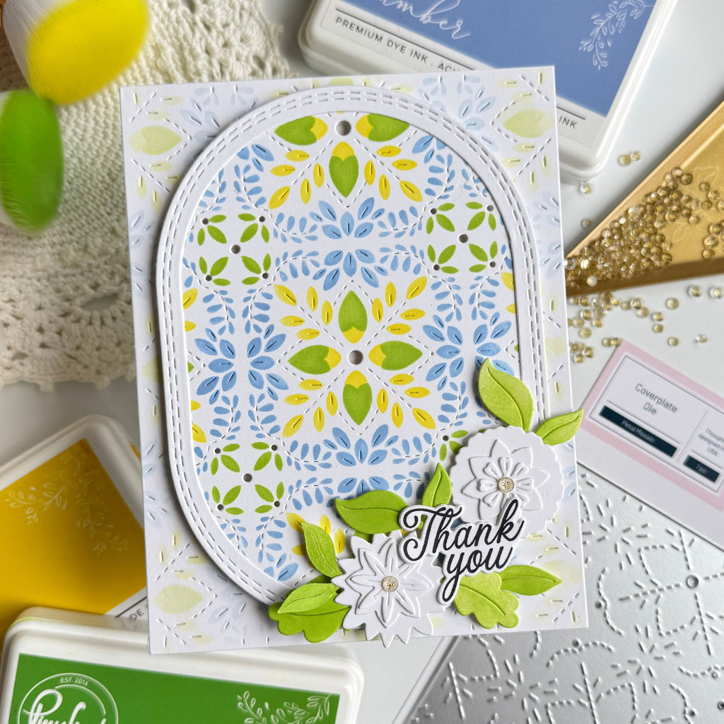 Pinkfresh Studio Petal Mosaic Coverplate Die 309625 Floral Thank You Card