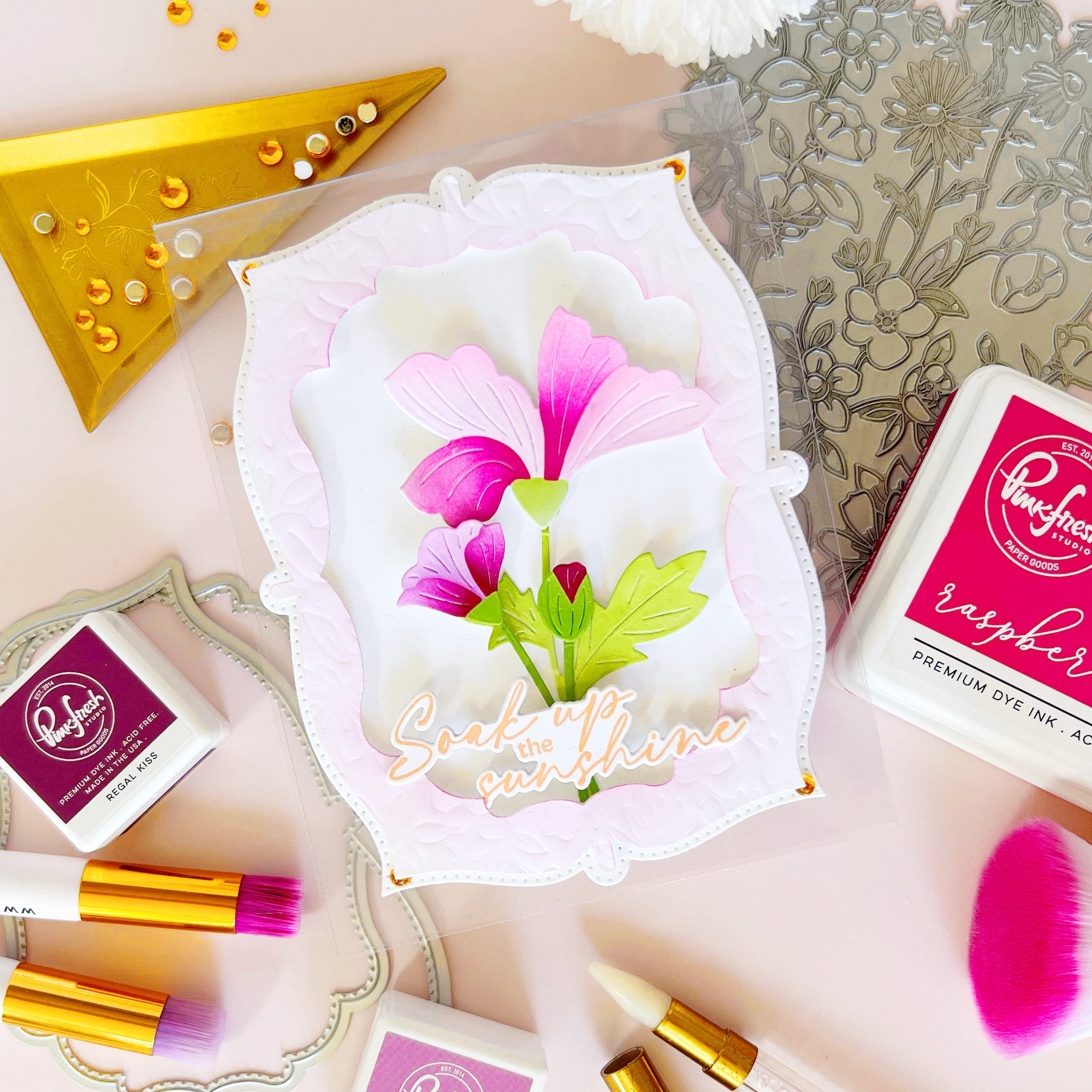Pinkfresh Studio Petal Perfection Stencils 278225 Soak Up The Sunshine Card