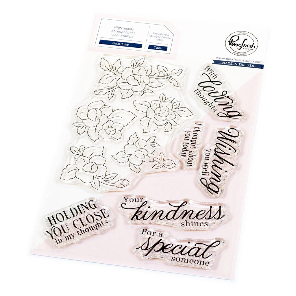 Pinkfresh Studio Petal Poise Clear Stamps Dies And Stencils Bundle 306025-PetalPoise-Stamp