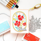 Pinkfresh Studio Playful Petals Dies 255324 Isha Card Isha Red Flowers Card