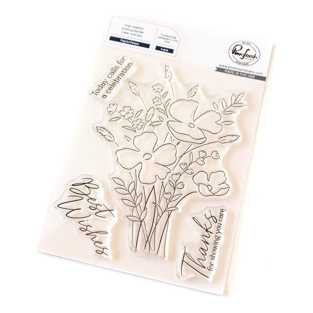 Pinkfresh Studio Playful Petals Stamps Dies Stencils And Press Plates Bundle 255224 Clear Stamp Set