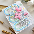 Pinkfresh Studio Playful Petals Stamps Dies Stencils And Press Plates Bundle Tina Smith Thanks for Showing You Care Card