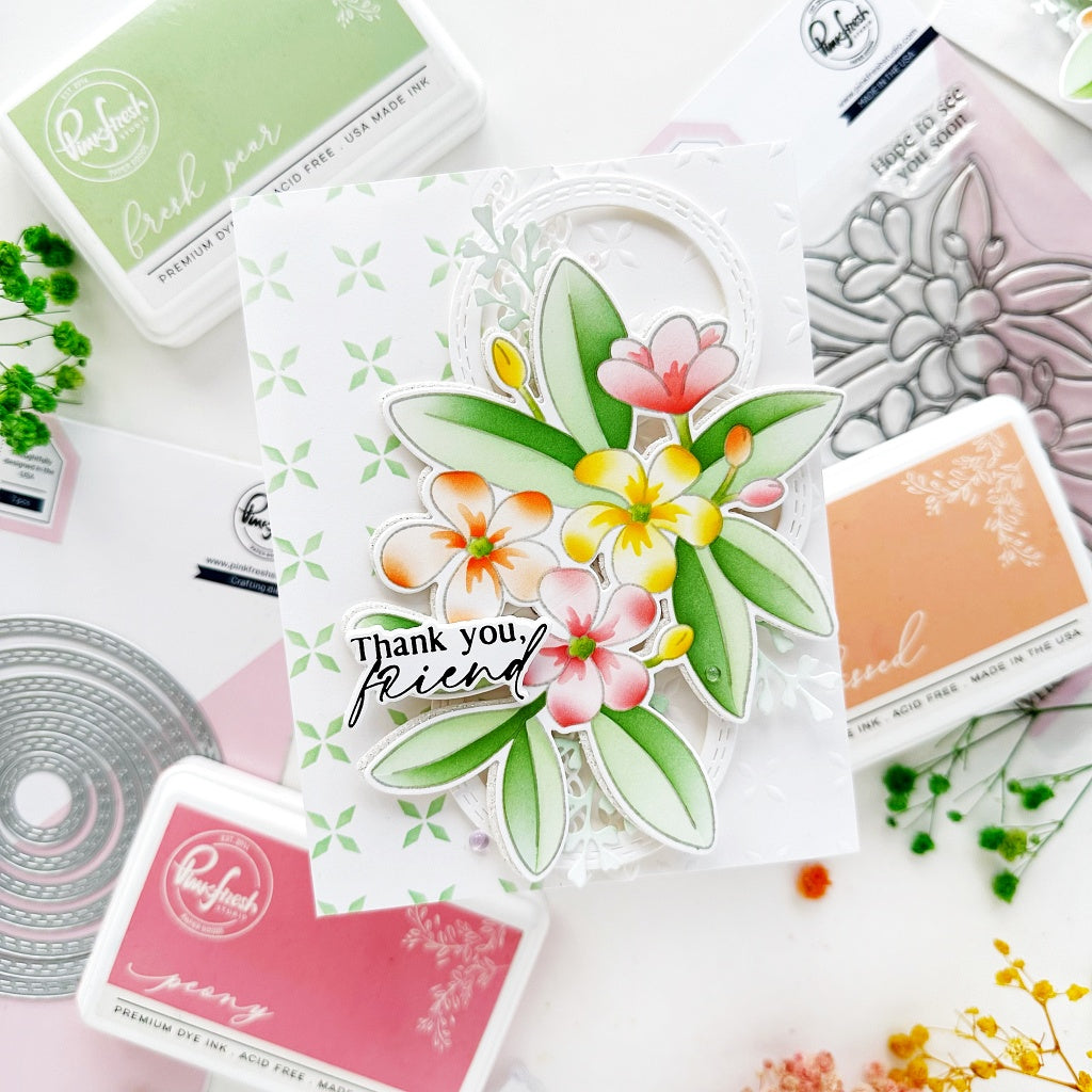Pinkfresh Studio Plumeria Clear Stamps 272625 Thank You Friend Card