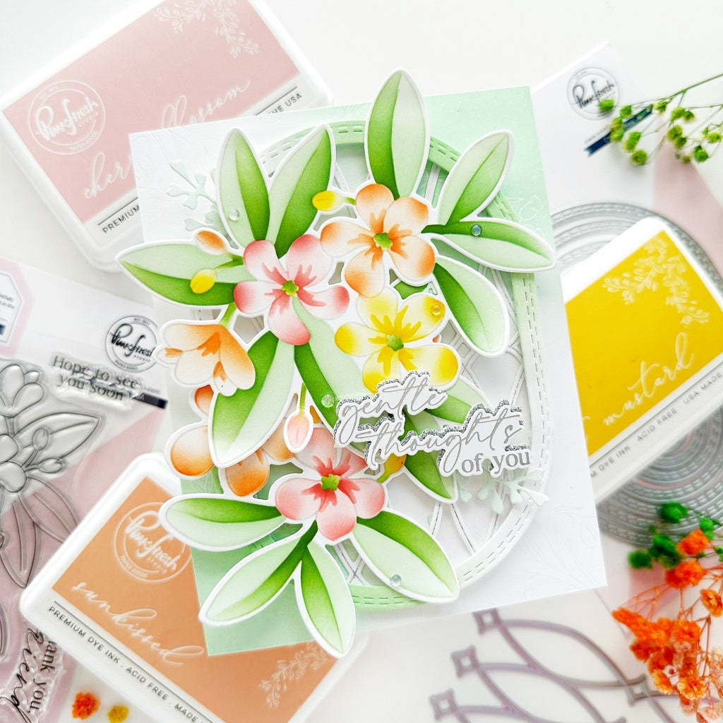 Pinkfresh Studio Plumeria Clear Stamps 272625 Thinking Of You Card