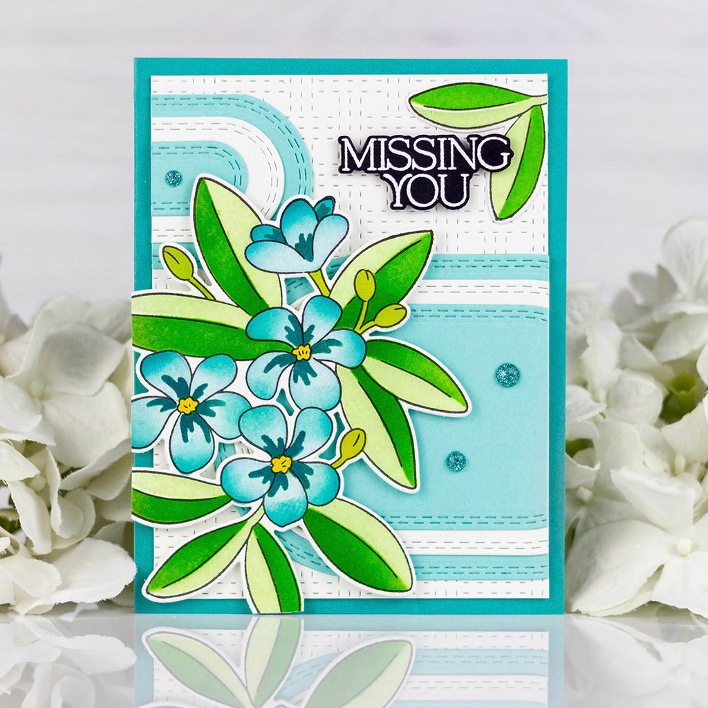 Pinkfresh Studio Plumeria Press Plates 272925 Missing You Florals