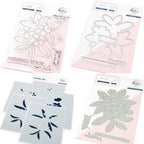 Pinkfresh Studio Plumeria Stamps Dies Stencils And Press Plates Bundle