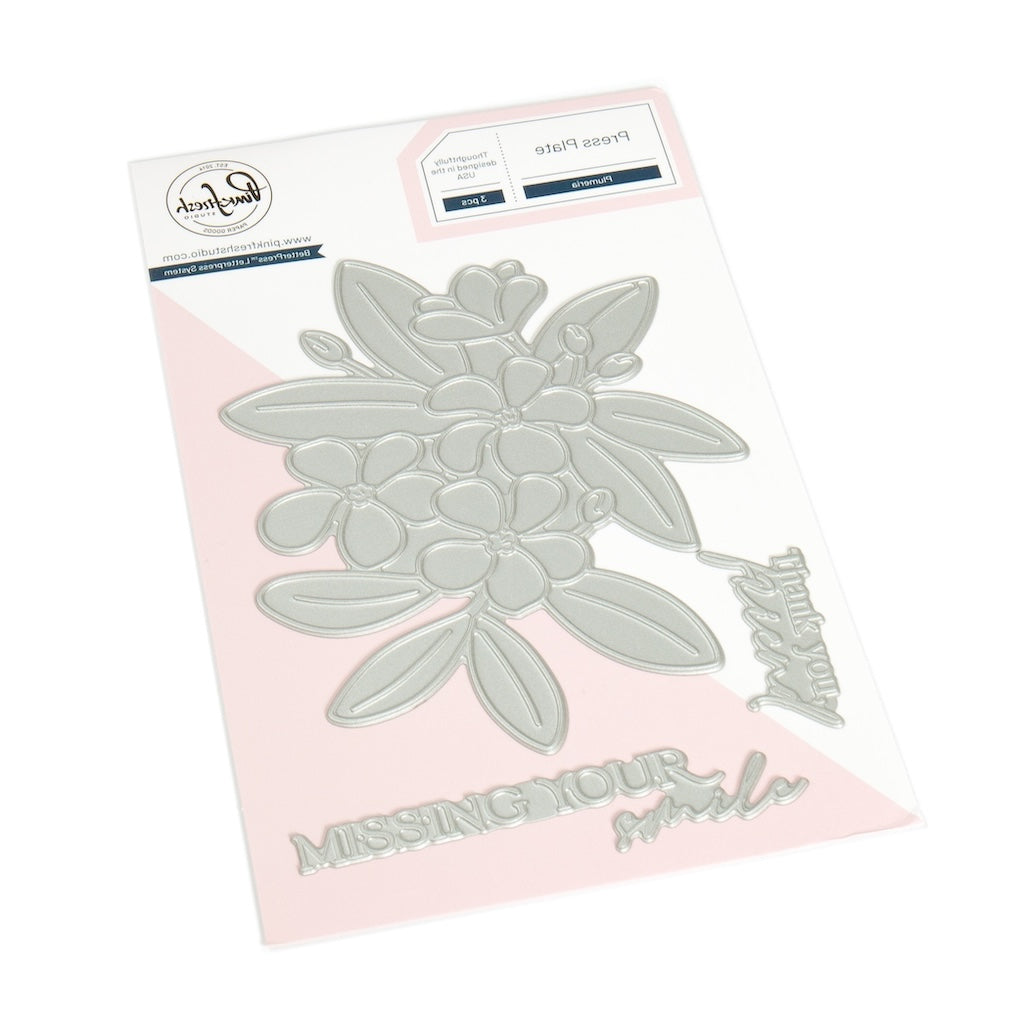 Pinkfresh Studio Plumeria Stamps Dies Stencils And Press Plates Bundle 272925