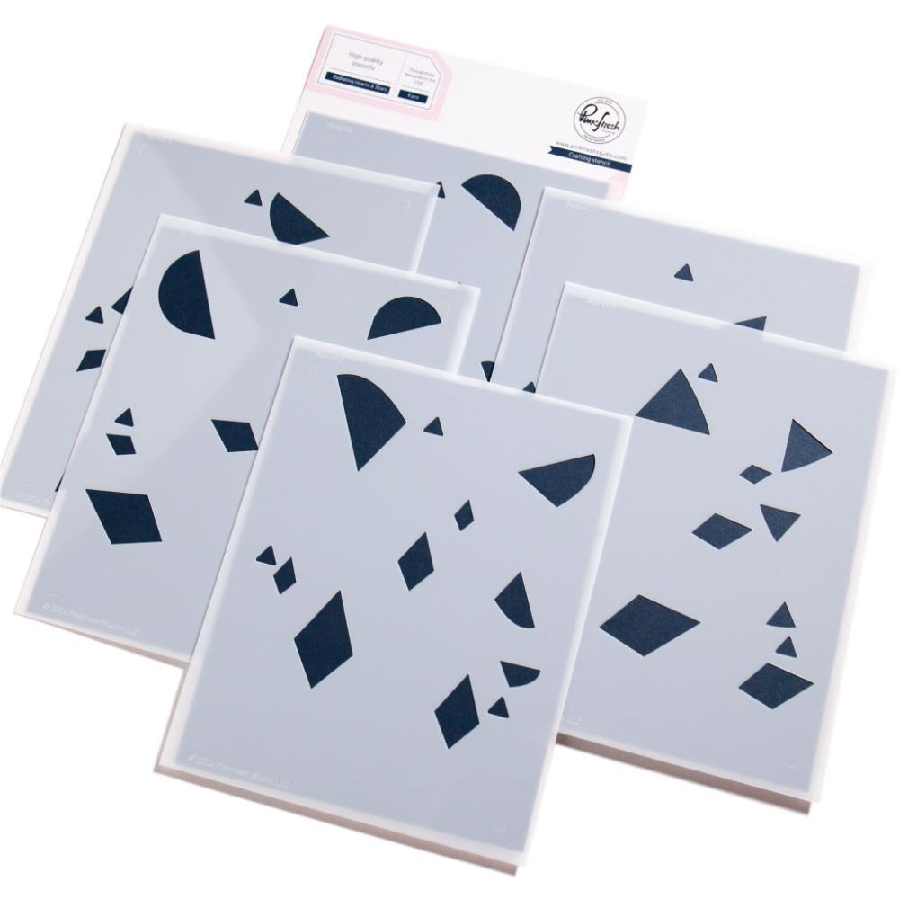 Pinkfresh Studio Radiating Hearts And Stars Stencils 268325