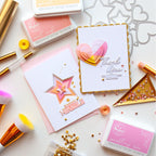 Pinkfresh Studio Radiating Hearts And Stars Stencils 268325 Miracle Card