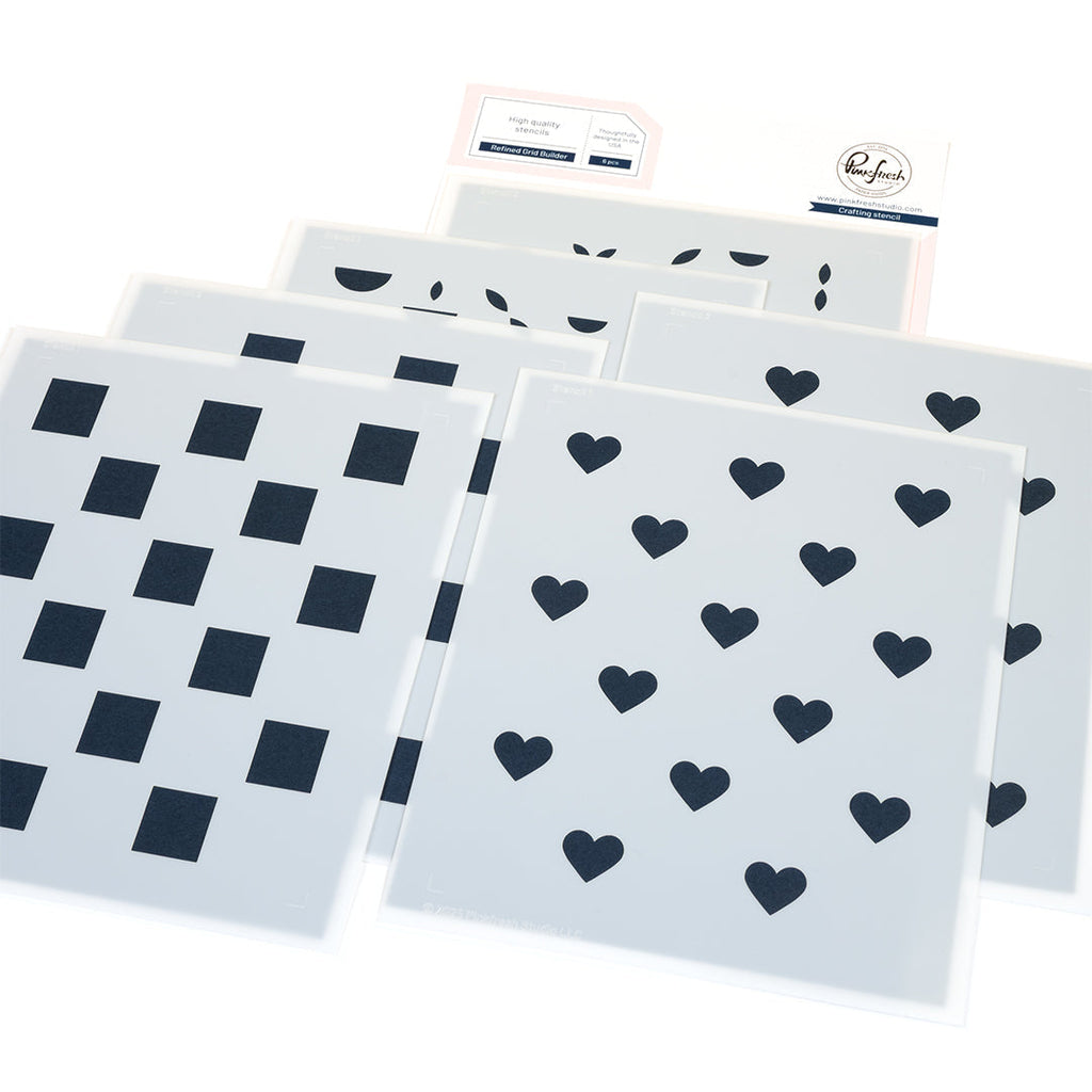 Pinkfresh Studio Refined Grid Builder Stencils 309325