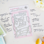 Pinkfresh Studio Retro Camp Days Clear Stamps Dies And Stencils Bundle 329426 Dies set and diecut words