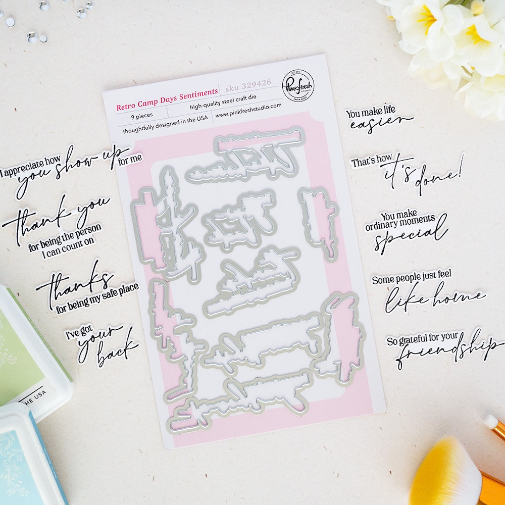 Pinkfresh Studio Retro Camp Days Sentiments Dies 329426
