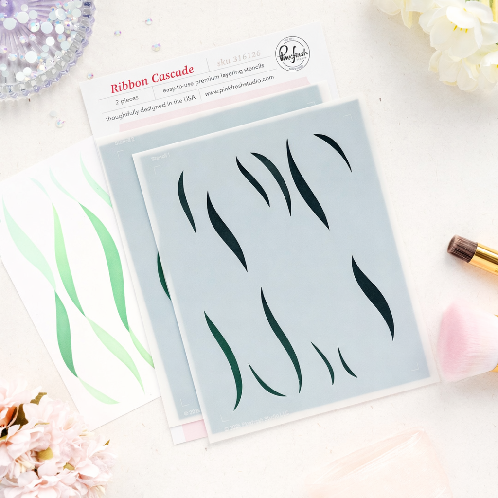 Pinkfresh Studio Ribbon Cascade Stencils 316126