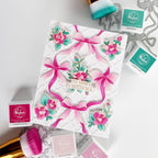 Pinkfresh Studio Ribbon Splendor Die And Stencils Bundle Jody Card with pink bows