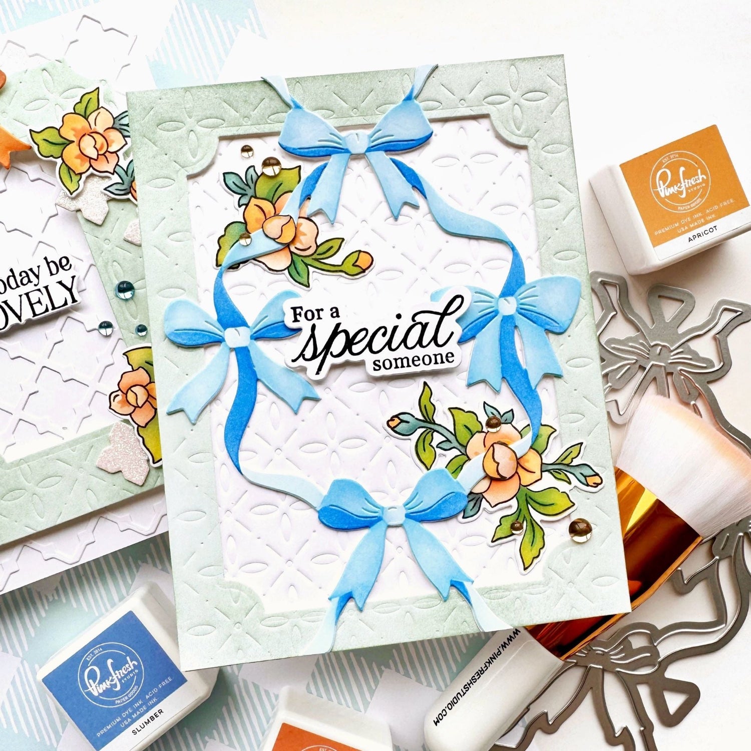 Pinkfresh Studio Ribbon Splendor Stencils 306425 Steph for a special someone