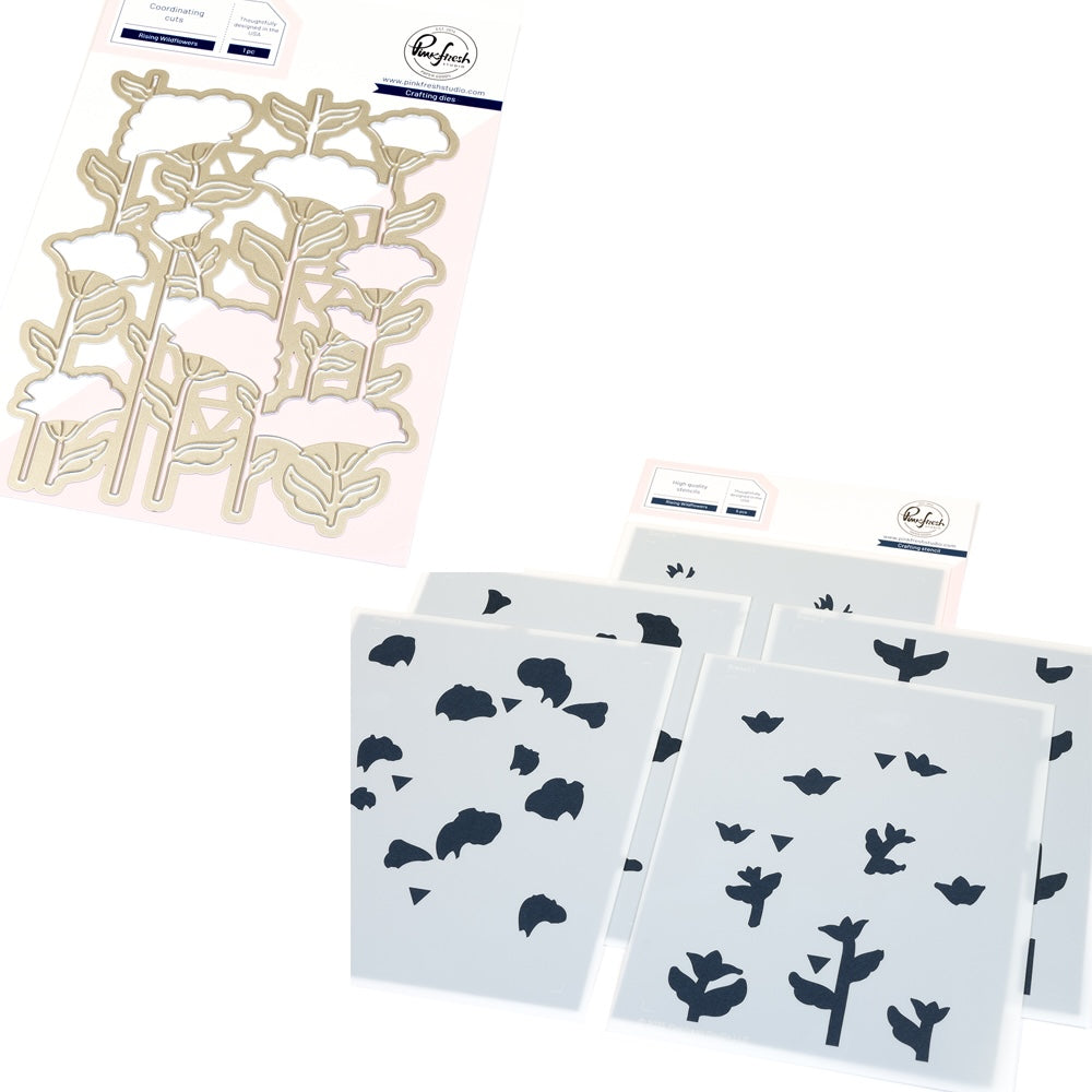 Pinkfresh Studio Rising Wildflowers Die And Stencils Bundle