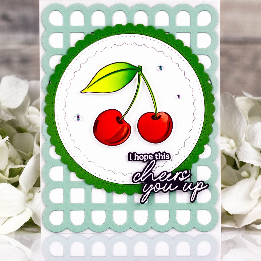 Pinkfresh Studio Scalloped Grid Coverplate Die 268425 Cheer Up Card | color-code:ALT03