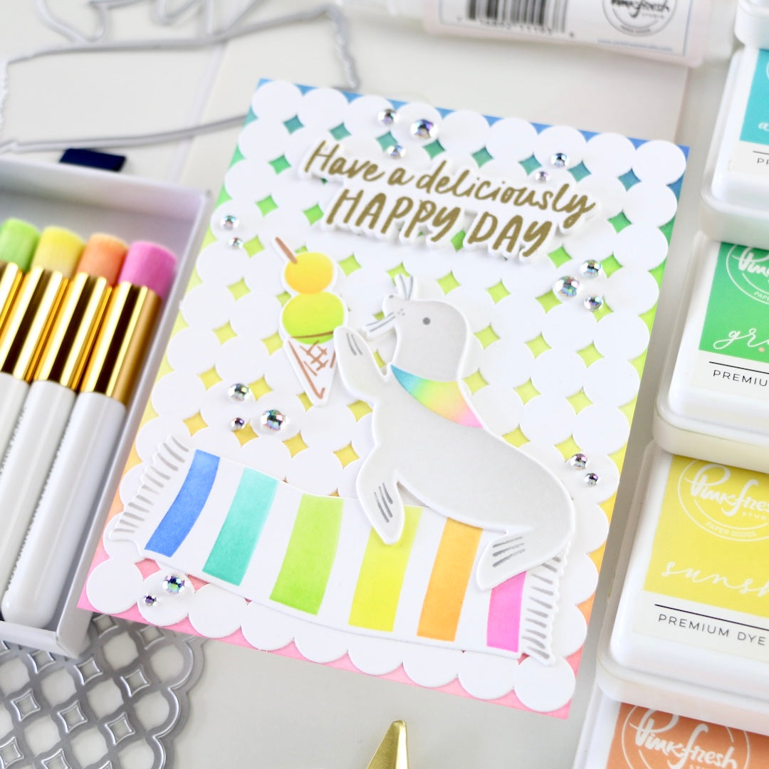 Pinkfresh Studio Seaside Cones Stencils 279925 Seal Card