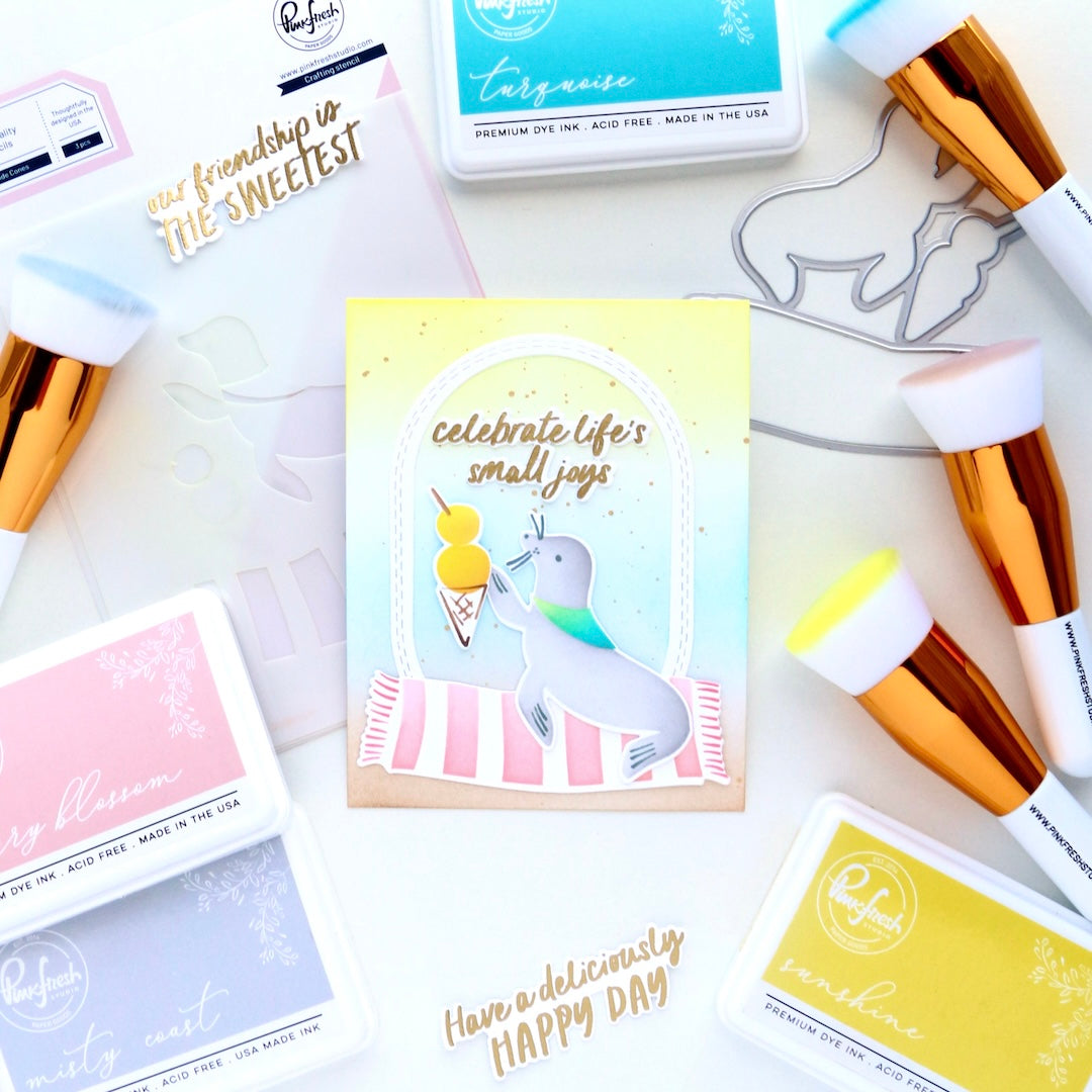 Pinkfresh Studio Seaside Cones Stencils 279925 Small Joys Card