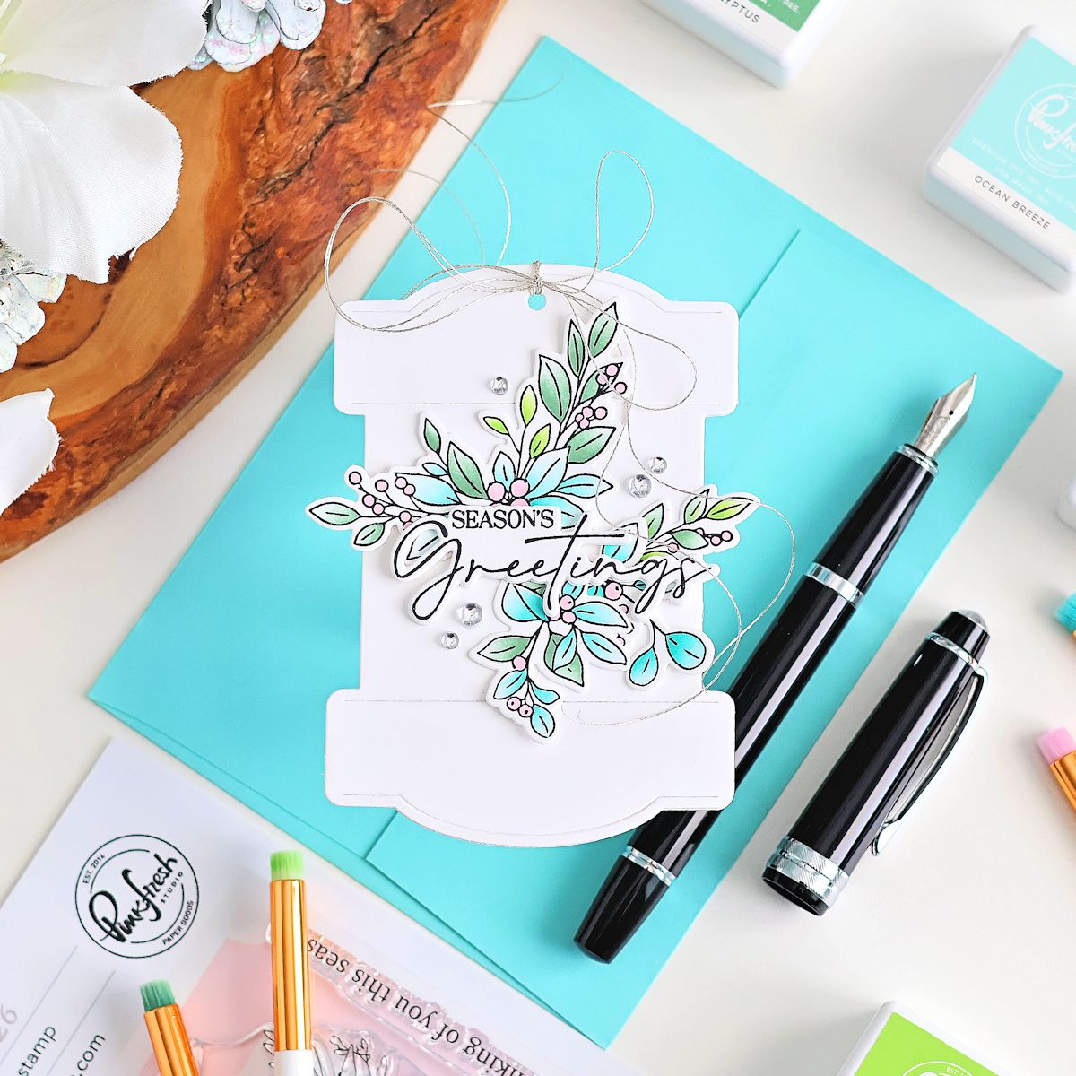 Pinkfresh Studio Seasonal Sprigs Stencils 331526 Christmas Tag