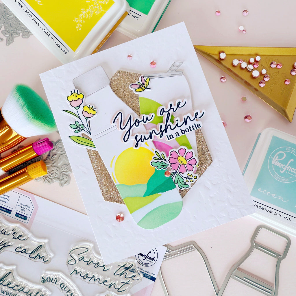 Pinkfresh Studio Sippable Scenes Dies 284225 You Are Sunshine In A Bottle