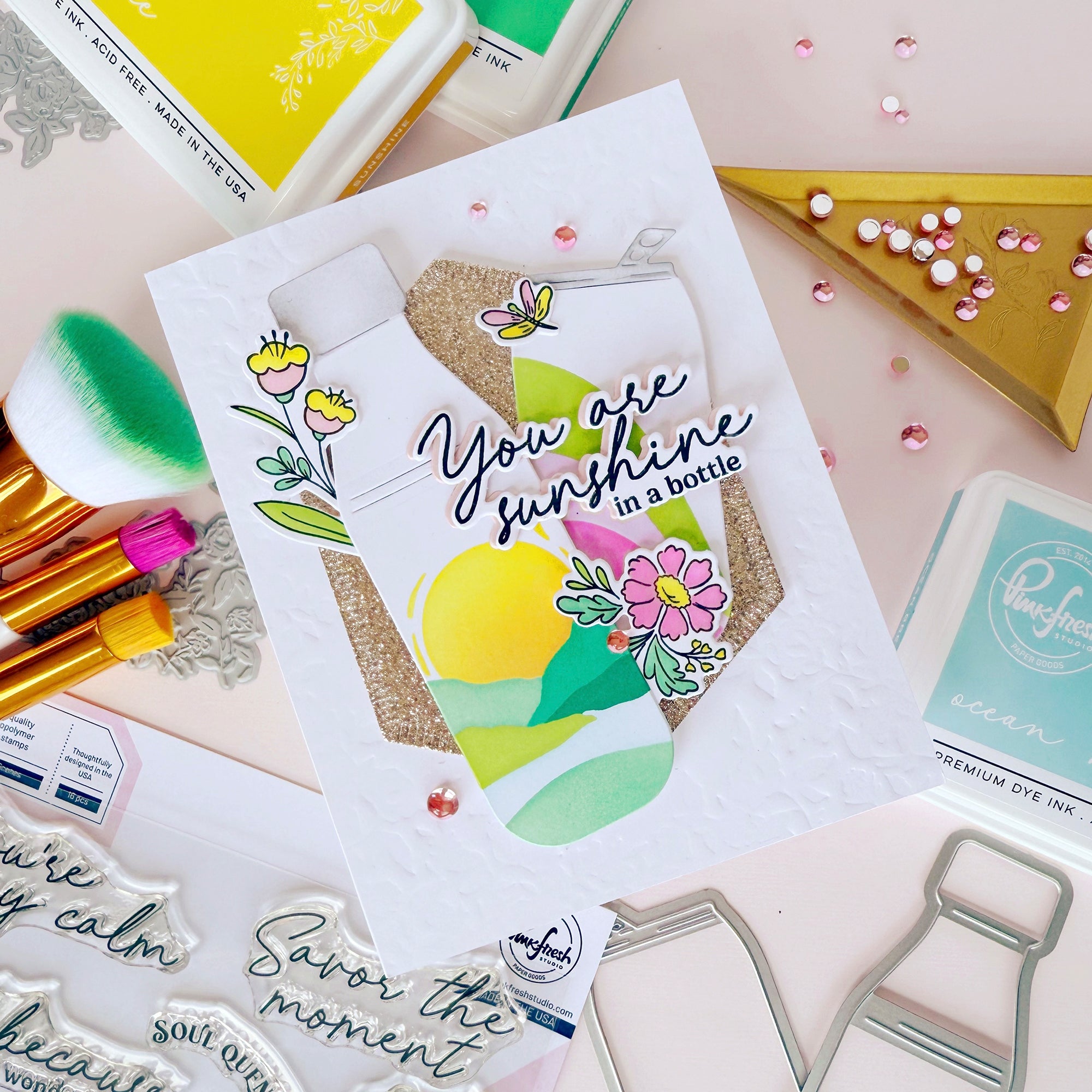 Pinkfresh Studio Sippable Scenes Dies 284225 You Are Sunshine In A Bottle