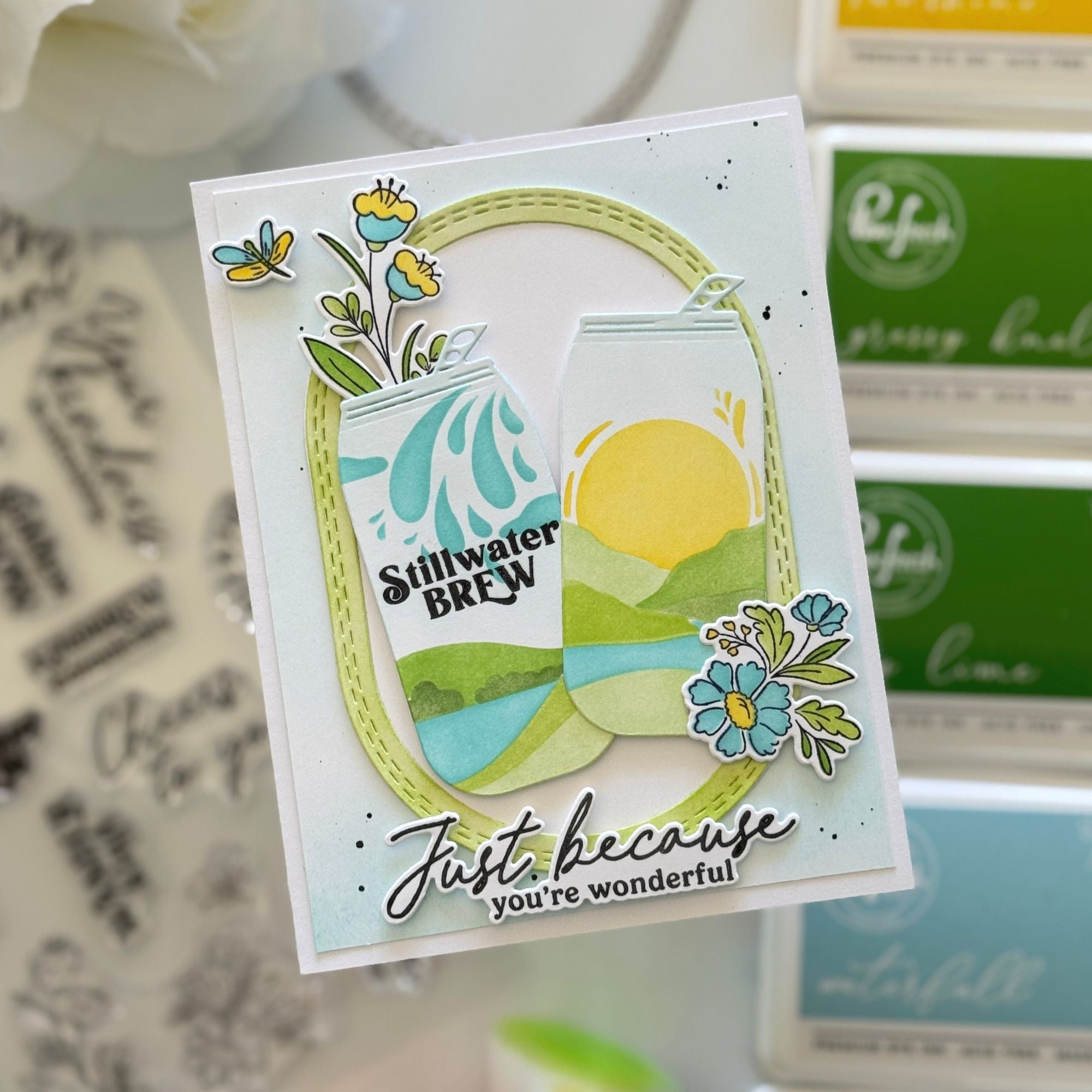 Pinkfresh Studio Sippable Scenes Stencils 284325 Just Because You're Wonderful