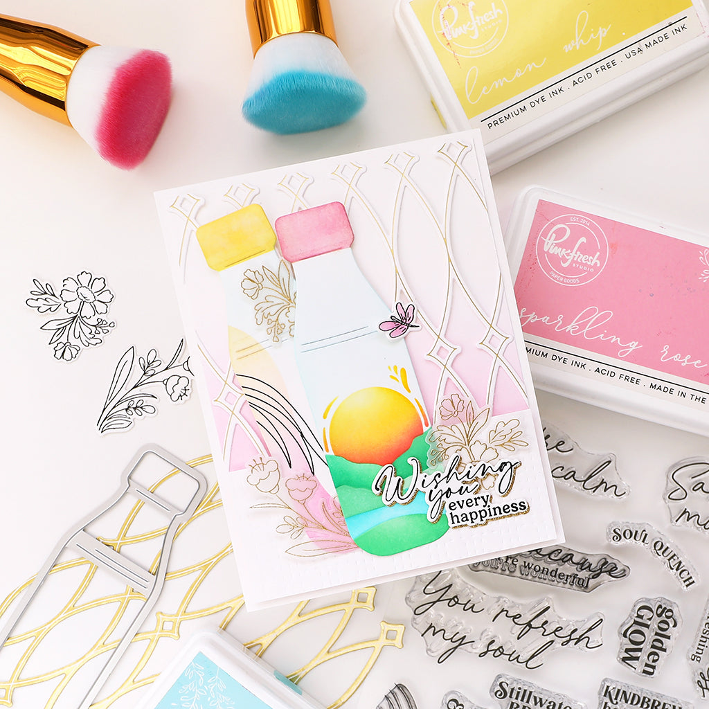 Pinkfresh Studio Sippable Scenes Stencils 284325 Wishing You Every Happiness