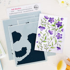 Pinkfresh Studio Soft Meadow Clear Stamps And Stencils Bundle 330226 stencils Set and color sample
