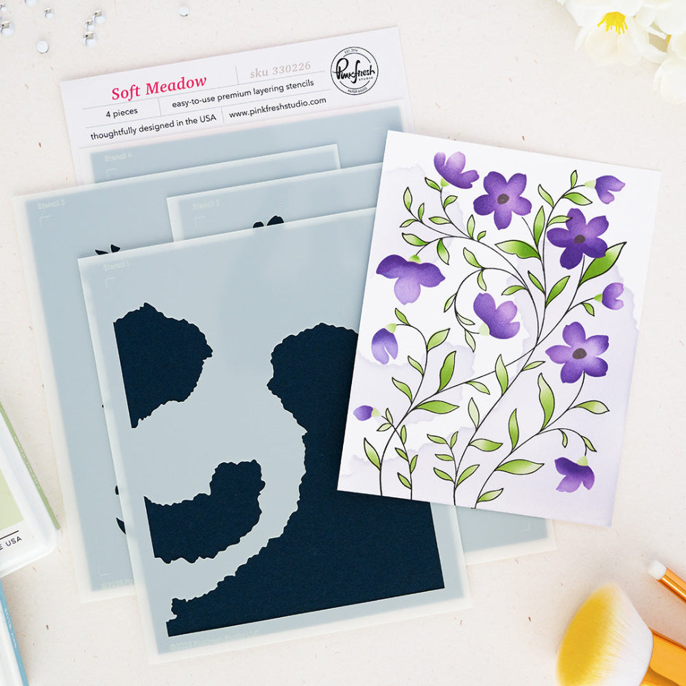 Pinkfresh Studio Soft Meadow Stencils 330226