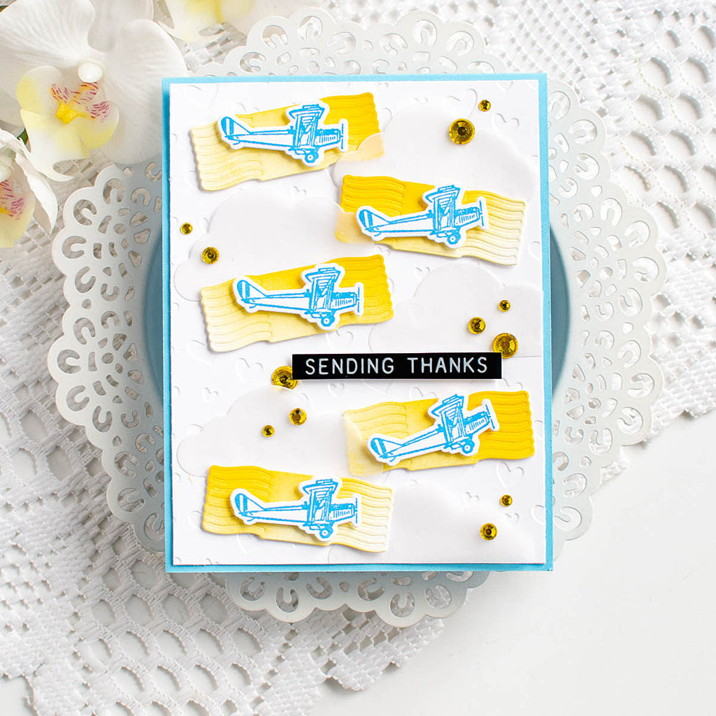 Pinkfresh Studio Stamp Press Tool pf092es Airplane Card | color-code:ALT01
