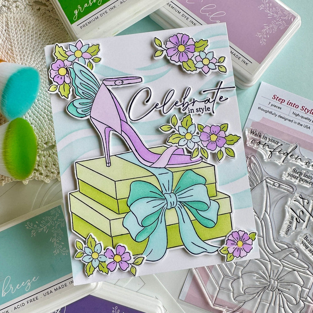 Pinkfresh Studio Step Into Style Clear Stamps 315326 Celebrate In Style Card