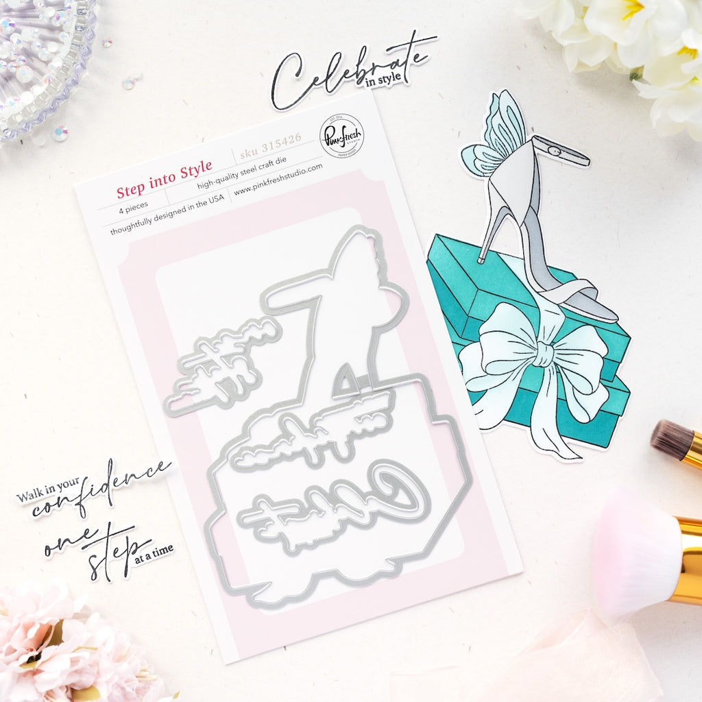 Pinkfresh Studio Step Into Style Clear Stamps Dies Stencils And Press Plates Bundle 315426 Dies Set