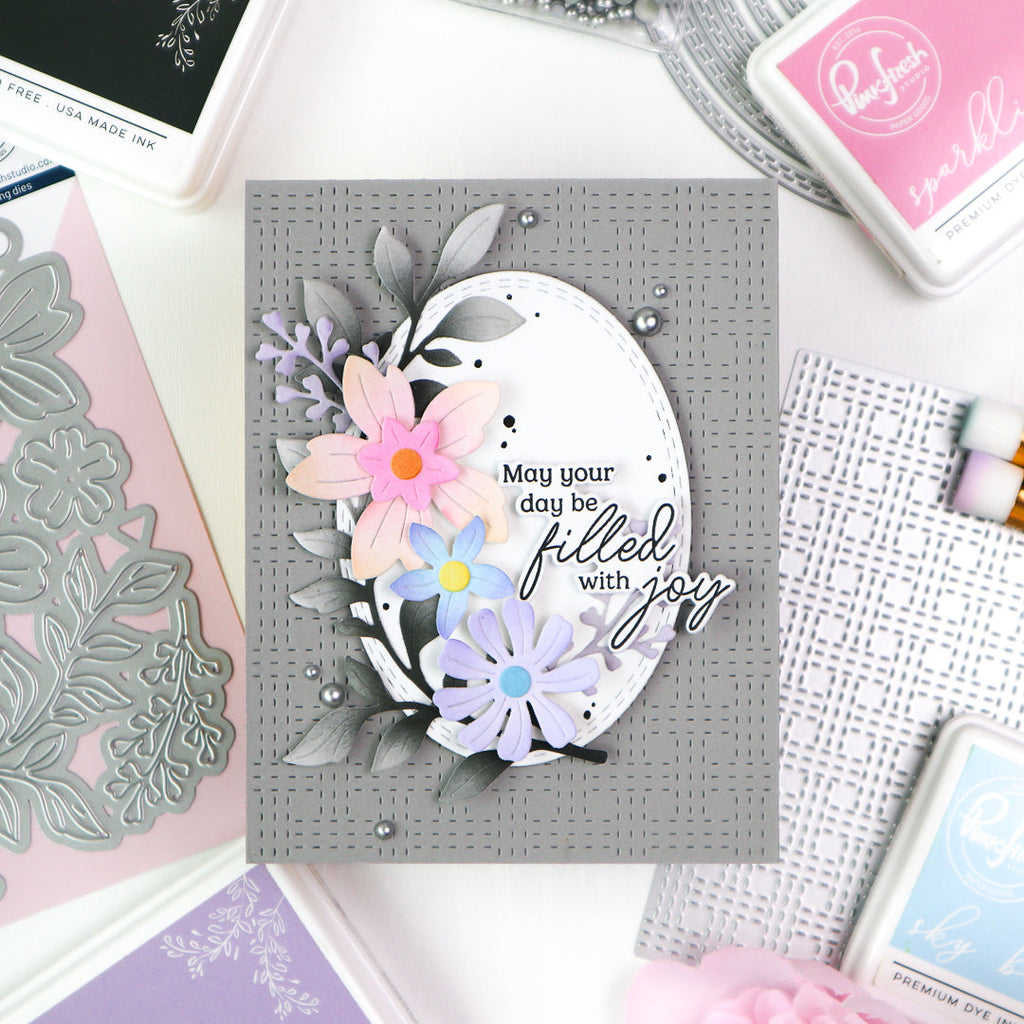 Pinkfresh Studio Stitched Basket Weave Coverplate Die 269425 Filled With Joy Card | color-code:ALT03