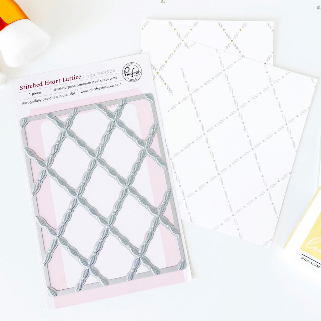 Pinkfresh Studio Stitched Heart Lattice Press Plates 343526