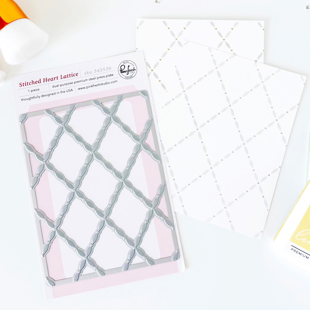 Pinkfresh Studio Stitched Heart Lattice Press Plates 343526