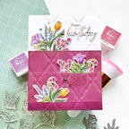 Pinkfresh Studio Stitched Heart Lattice Press Plates 343526 Happy Birthday Card