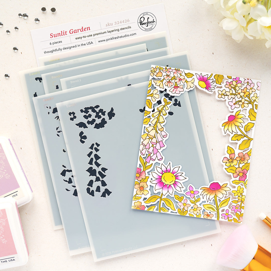 Pinkfresh Studio Sunlit Garden Stencils 324426