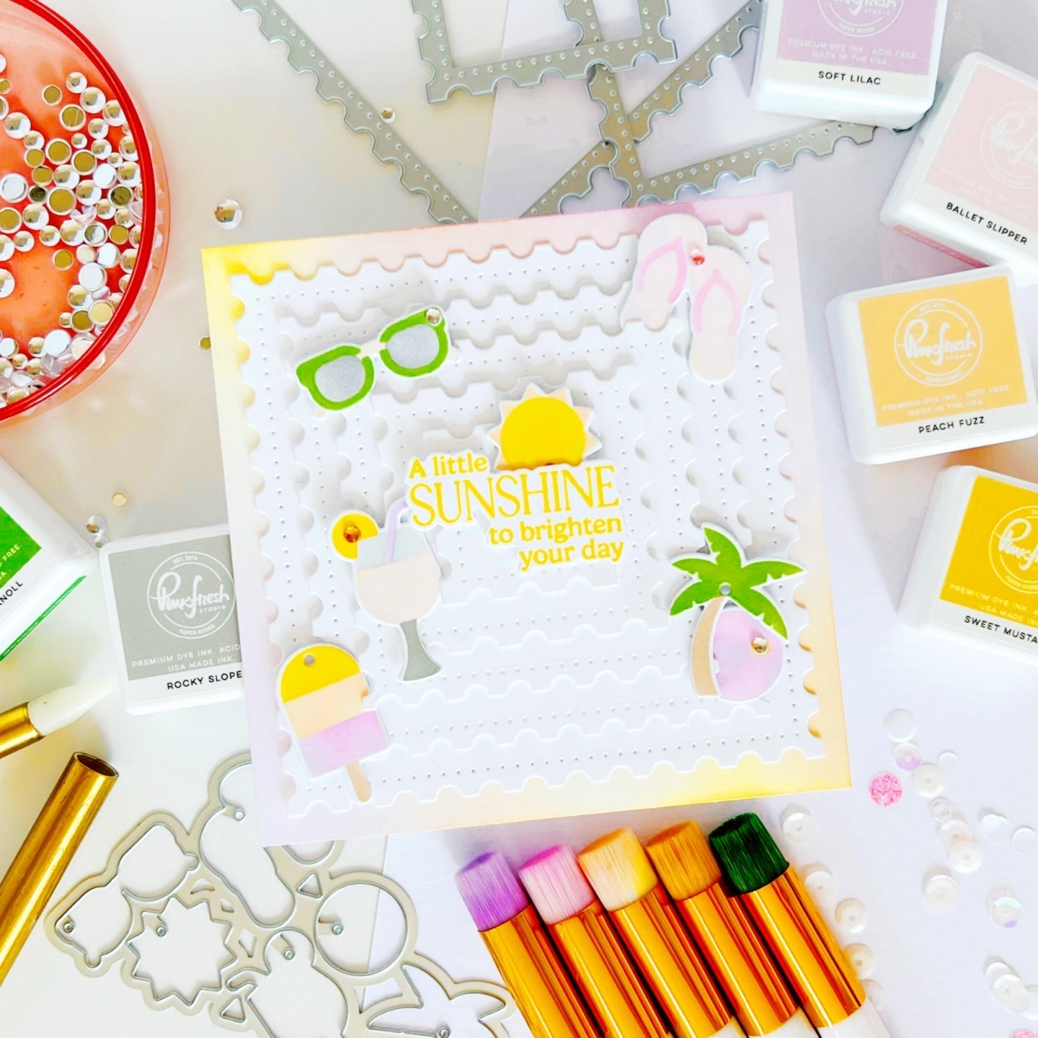Pinkfresh Studio Sunshine And Smiles Clear Stamps 278325 A Little Sunshine Card