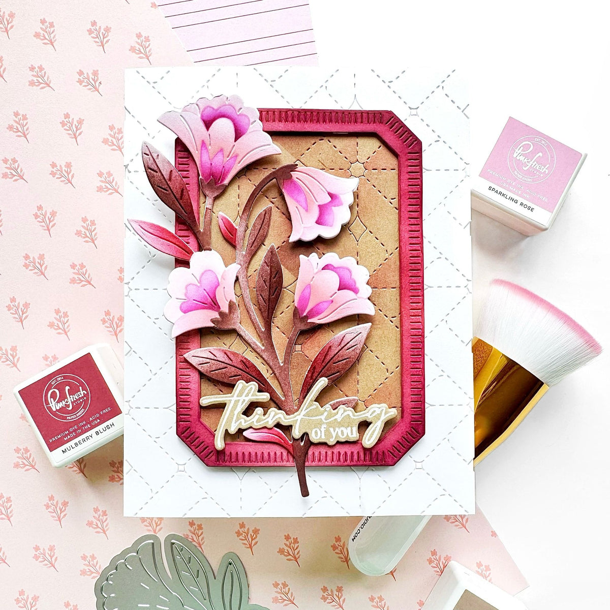 Pinkfresh Studio Sweet Bloom Die 343126 Floral Encouragement Card